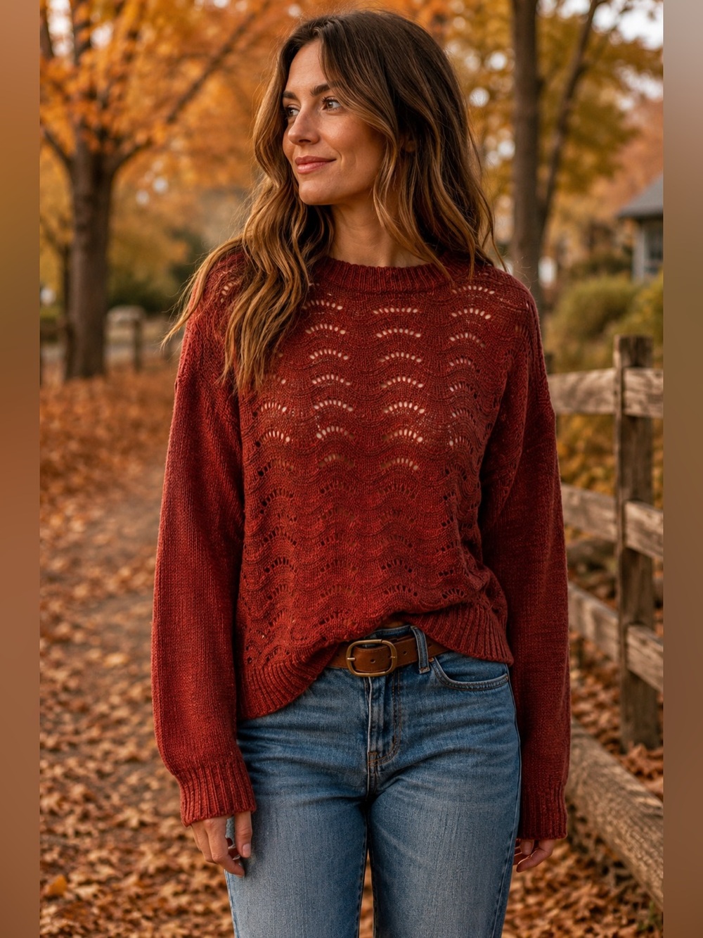 Maurices rust brown 100% cotton pullover sweater size M